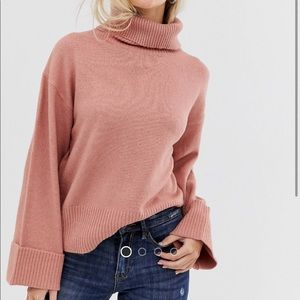 Vila roll neck sweater with wide cuff